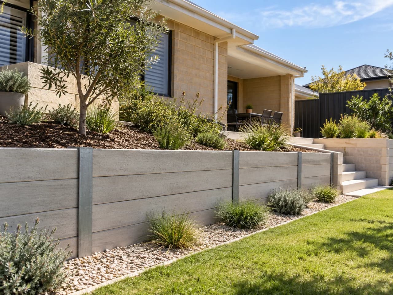 Illustrative concrete sleeper wall type in Perth